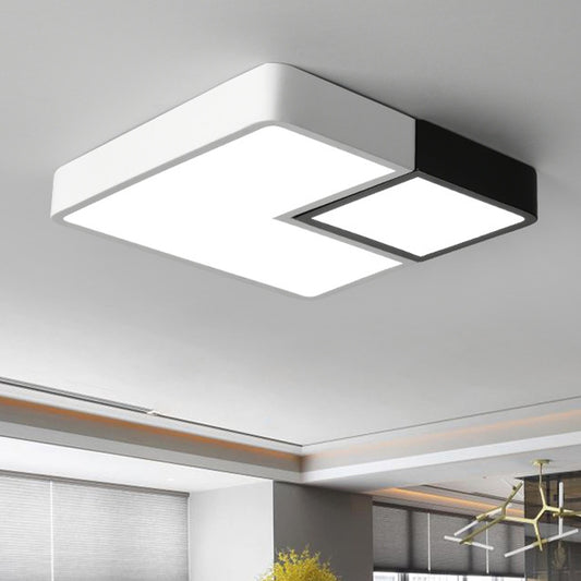 Metal Square Flush Mount Lighting Simple LED White Ceiling Light Fixture for Living Room in Warm/White, 11"/15”/19" Wide Clearhalo 'Ceiling Lights' 'Close To Ceiling Lights' 'Close to ceiling' 'Flush mount' Lighting' 242302