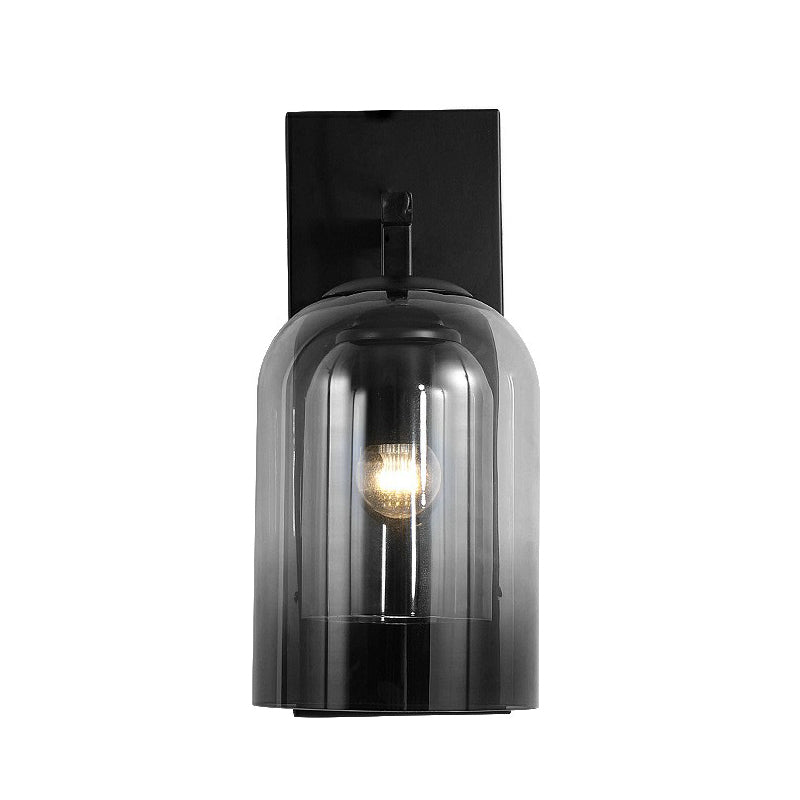 Nordic Cloche Shaped Wall Lamp Glass 1 Head Bedroom Sconce Light Fixture in Black Clearhalo 'Cast Iron' 'Glass' 'Industrial' 'Modern wall lights' 'Modern' 'Tiffany' 'Traditional wall lights' 'Wall Lamps & Sconces' 'Wall Lights' Lighting' 2423051