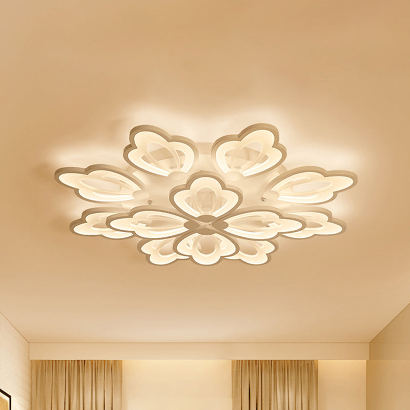 Floral Ceiling Flushmount Modern Acrylic 3/5/9 Lights Bedroom LED Flush Mount Ceiling Light in White/Warm/Natural Light 12 White Warm Clearhalo 'Ceiling Lights' 'Close To Ceiling Lights' 'Close to ceiling' 'Semi-flushmount' Lighting' 242307