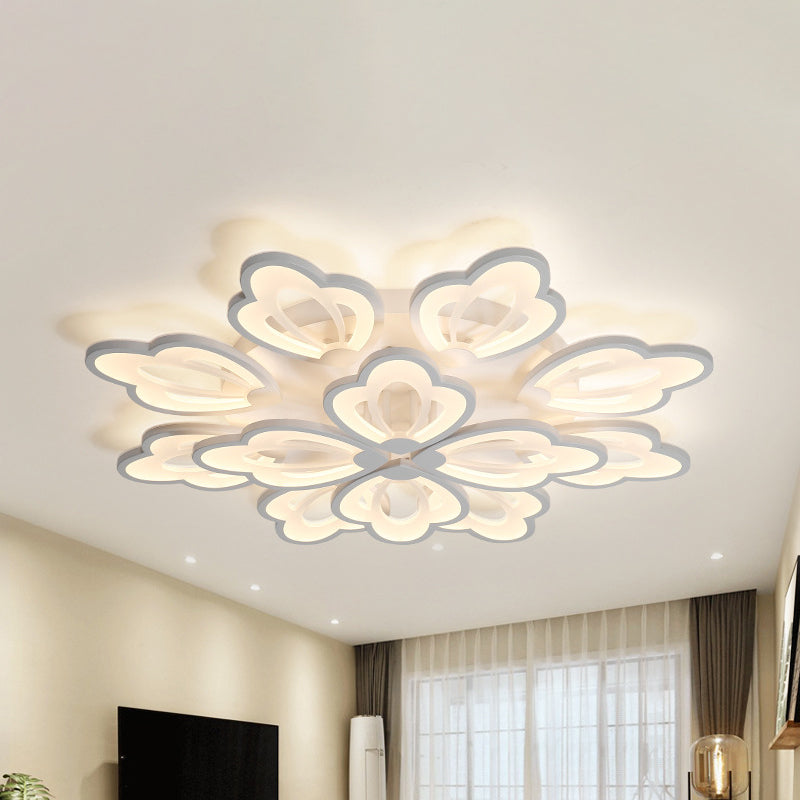 Floral Ceiling Flushmount Modern Acrylic 3/5/9 Lights Bedroom LED Flush Mount Ceiling Light in White/Warm/Natural Light 12 White Clearhalo 'Ceiling Lights' 'Close To Ceiling Lights' 'Close to ceiling' 'Semi-flushmount' Lighting' 242308