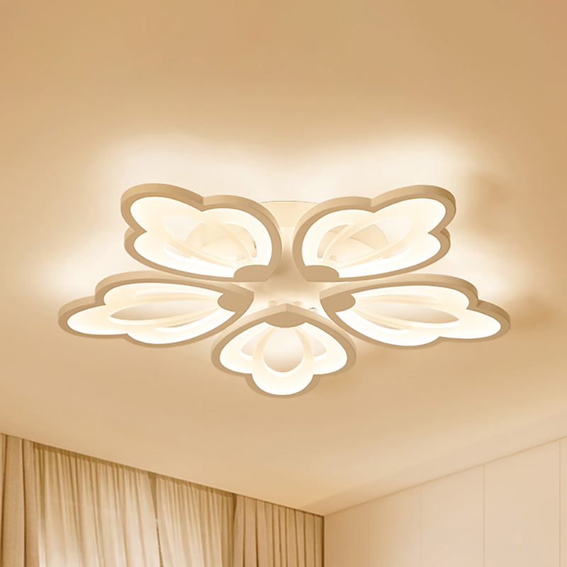 Floral Ceiling Flushmount Modern Acrylic 3/5/9 Lights Bedroom LED Flush Mount Ceiling Light in White/Warm/Natural Light 5 White Warm Clearhalo 'Ceiling Lights' 'Close To Ceiling Lights' 'Close to ceiling' 'Semi-flushmount' Lighting' 242311