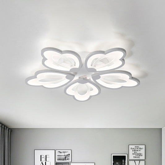 Floral Ceiling Flushmount Modern Acrylic 3/5/9 Lights Bedroom LED Flush Mount Ceiling Light in White/Warm/Natural Light 5 White Clearhalo 'Ceiling Lights' 'Close To Ceiling Lights' 'Close to ceiling' 'Semi-flushmount' Lighting' 242312