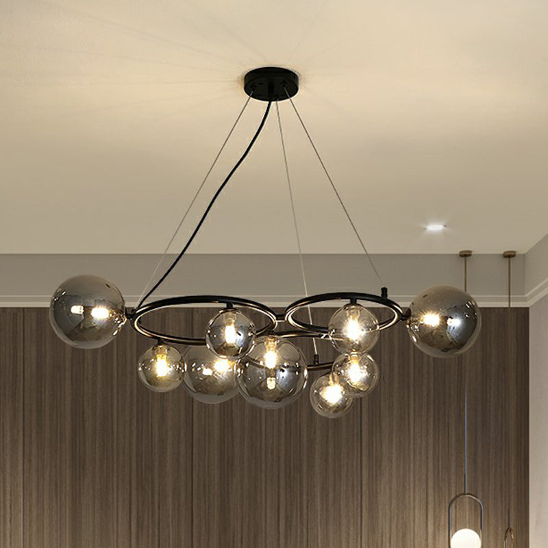 Circles Hanging Chandelier Nordic Style Glass Bedroom Suspended Lighting Fixture Clearhalo 'Ceiling Lights' 'Chandeliers' 'Modern Chandeliers' 'Modern' Lighting' 2423133
