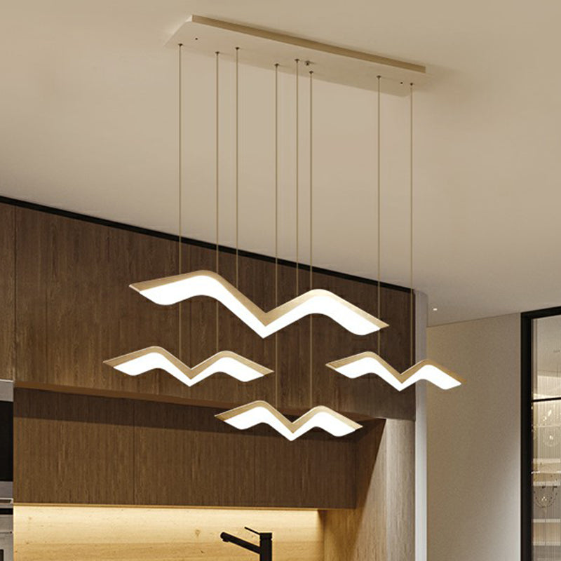 White Gull Shaped Cluster Pendant Nordic LED Acrylic Ceiling Hang Light over Dining Table 4 White Clearhalo 'Ceiling Lights' 'Pendant Lights' 'Pendants' Lighting' 2423214