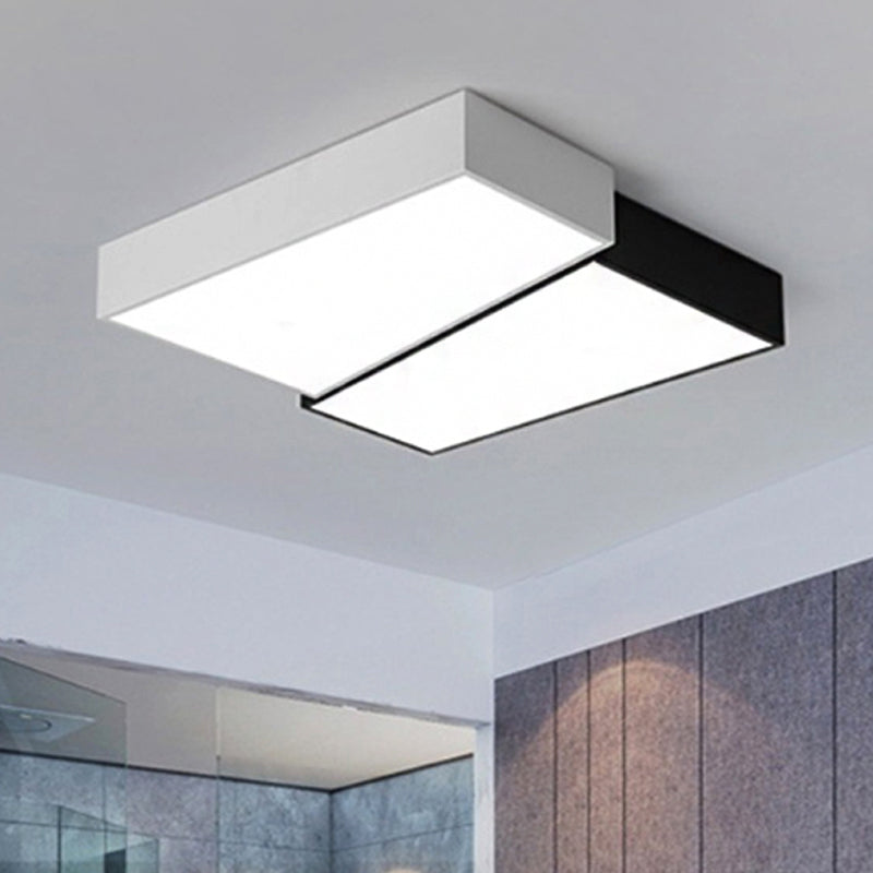 Minimalism Squared Flush Mount Fixture 16.5"/20.5" Wide LED Acrylic Ceiling Lighting in Black and White, Warm/White Light Black-White White Clearhalo 'Ceiling Lights' 'Close To Ceiling Lights' 'Close to ceiling' 'Flush mount' Lighting' 242323