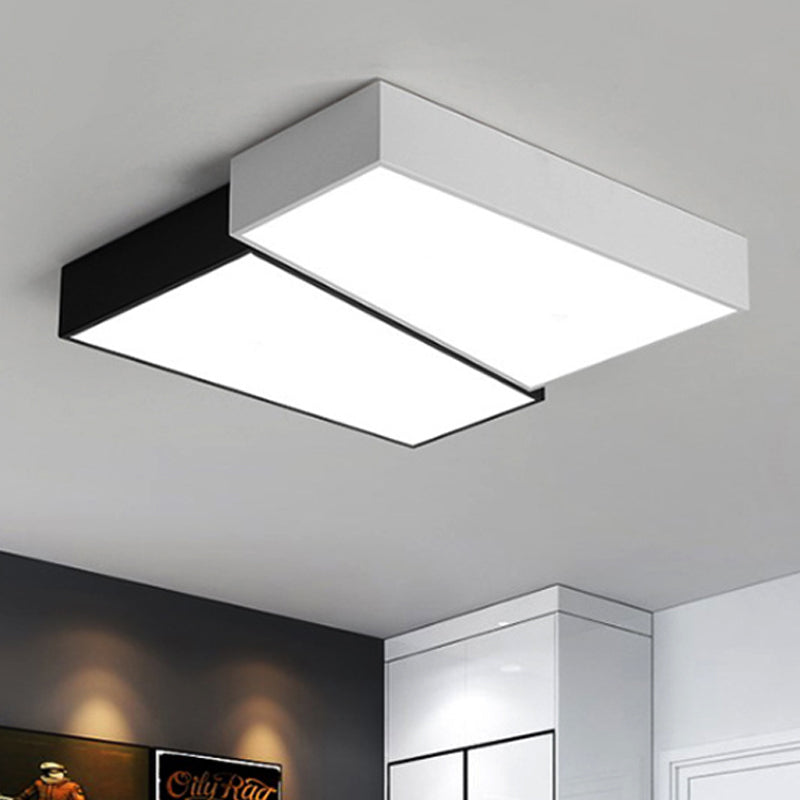 Minimalism Squared Flush Mount Fixture 16.5"/20.5" Wide LED Acrylic Ceiling Lighting in Black and White, Warm/White Light Clearhalo 'Ceiling Lights' 'Close To Ceiling Lights' 'Close to ceiling' 'Flush mount' Lighting' 242324