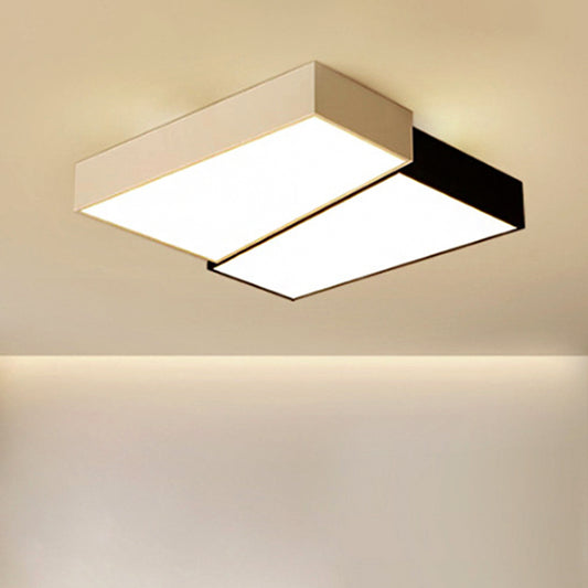 Minimalism Squared Flush Mount Fixture 16.5"/20.5" Wide LED Acrylic Ceiling Lighting in Black and White, Warm/White Light Black-White Warm Clearhalo 'Ceiling Lights' 'Close To Ceiling Lights' 'Close to ceiling' 'Flush mount' Lighting' 242325