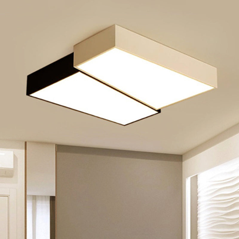 Minimalism Squared Flush Mount Fixture 16.5"/20.5" Wide LED Acrylic Ceiling Lighting in Black and White, Warm/White Light Clearhalo 'Ceiling Lights' 'Close To Ceiling Lights' 'Close to ceiling' 'Flush mount' Lighting' 242326