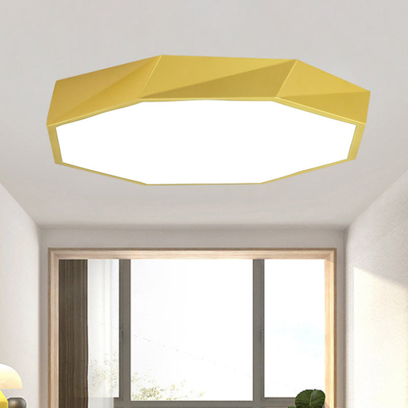 Octagon Ceiling Fixture Modern Metal Yellow/Green LED Flush Mount Lamp with Acrylic Diffuser, 16"/19.5"/23.5" Wide Clearhalo 'Ceiling Lights' 'Close To Ceiling Lights' 'Close to ceiling' 'Flush mount' Lighting' 242330