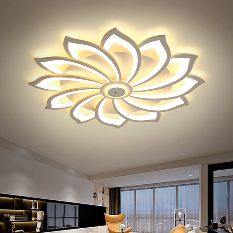 Simplicity Sunflower Ceiling Light Fixture Metal Living Room LED Flush Mount Fixture in White Clearhalo 'Ceiling Lights' 'Close To Ceiling Lights' 'Close to ceiling' 'Flush mount' Lighting' 2423309