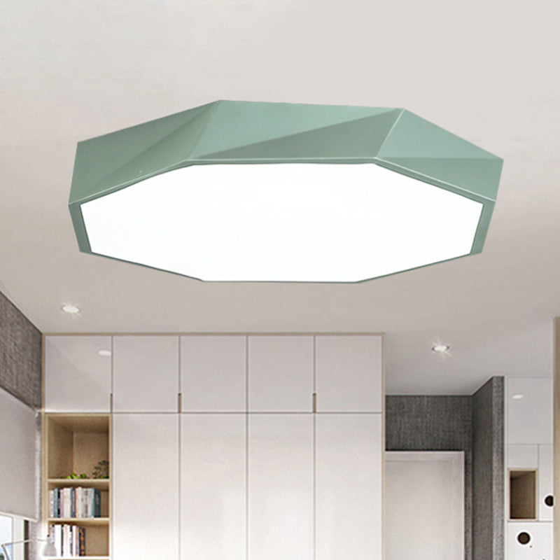 Octagon Ceiling Fixture Modern Metal Yellow/Green LED Flush Mount Lamp with Acrylic Diffuser, 16"/19.5"/23.5" Wide Green Clearhalo 'Ceiling Lights' 'Close To Ceiling Lights' 'Close to ceiling' 'Flush mount' Lighting' 242331