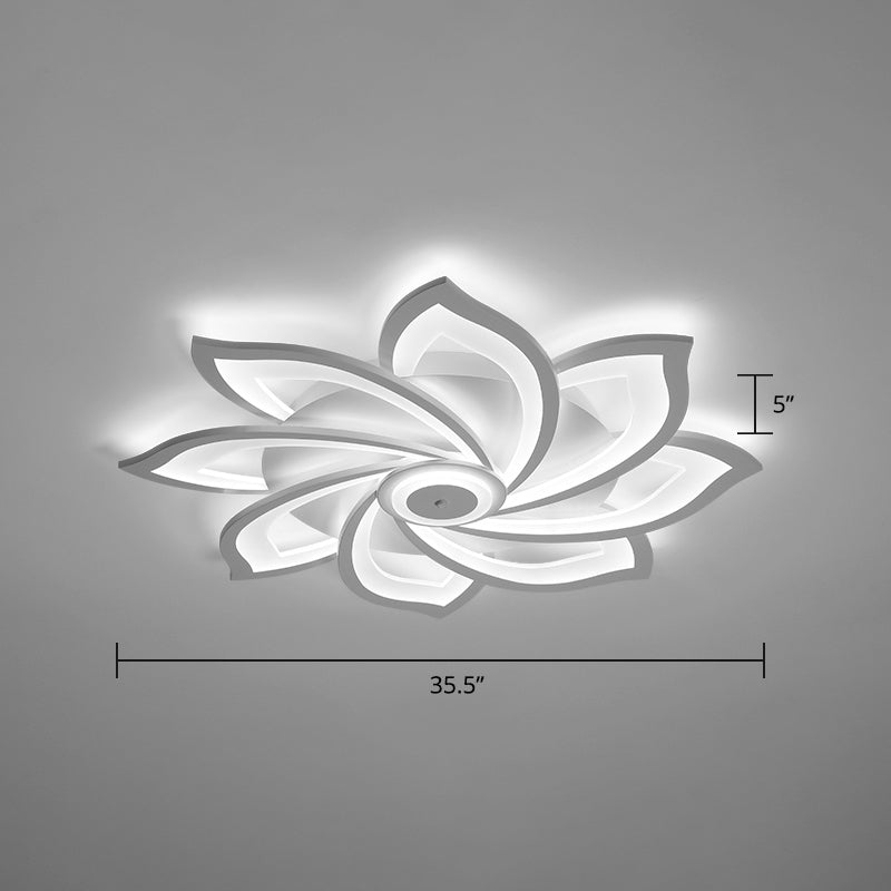 Simplicity Sunflower Ceiling Light Fixture Metal Living Room LED Flush Mount Fixture in White 8 White White Clearhalo 'Ceiling Lights' 'Close To Ceiling Lights' 'Close to ceiling' 'Flush mount' Lighting' 2423314