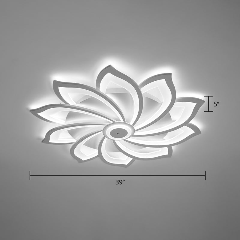 Simplicity Sunflower Ceiling Light Fixture Metal Living Room LED Flush Mount Fixture in White 10 White White Clearhalo 'Ceiling Lights' 'Close To Ceiling Lights' 'Close to ceiling' 'Flush mount' Lighting' 2423316