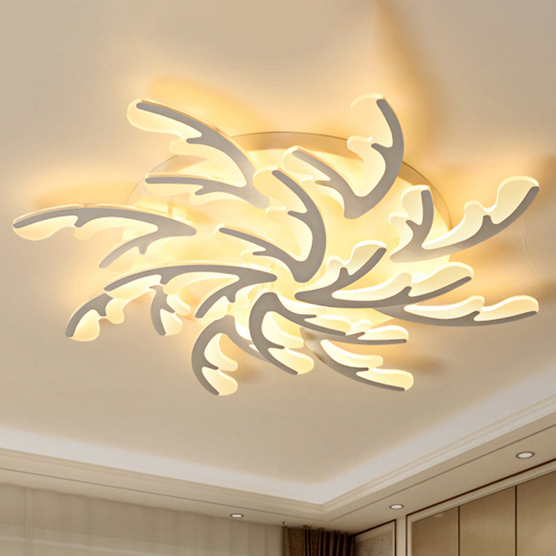 Nordic Antler LED Flush Mount Lighting Acrylic Bedroom Ceiling Mounted Light in White 12 White Clearhalo 'Ceiling Lights' 'Close To Ceiling Lights' 'Close to ceiling' 'Flush mount' Lighting' 2423338