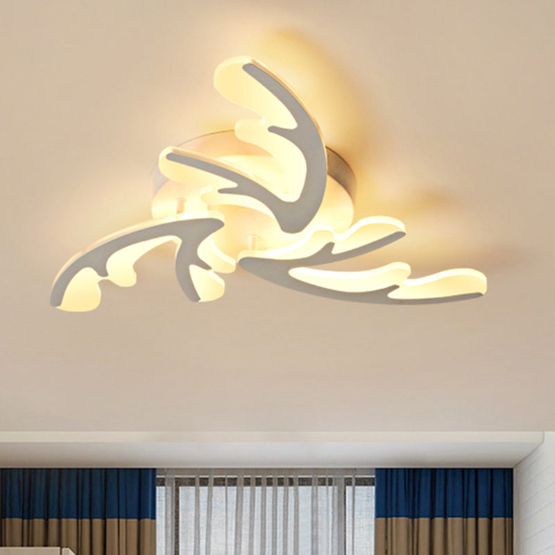 Nordic Antler LED Flush Mount Lighting Acrylic Bedroom Ceiling Mounted Light in White 3 White Clearhalo 'Ceiling Lights' 'Close To Ceiling Lights' 'Close to ceiling' 'Flush mount' Lighting' 2423341