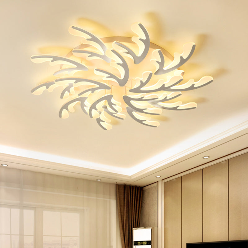 Nordic Antler LED Flush Mount Lighting Acrylic Bedroom Ceiling Mounted Light in White 15 White Clearhalo 'Ceiling Lights' 'Close To Ceiling Lights' 'Close to ceiling' 'Flush mount' Lighting' 2423343