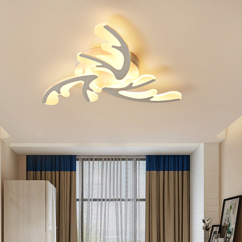 Nordic Antler LED Flush Mount Lighting Acrylic Bedroom Ceiling Mounted Light in White Clearhalo 'Ceiling Lights' 'Close To Ceiling Lights' 'Close to ceiling' 'Flush mount' Lighting' 2423346