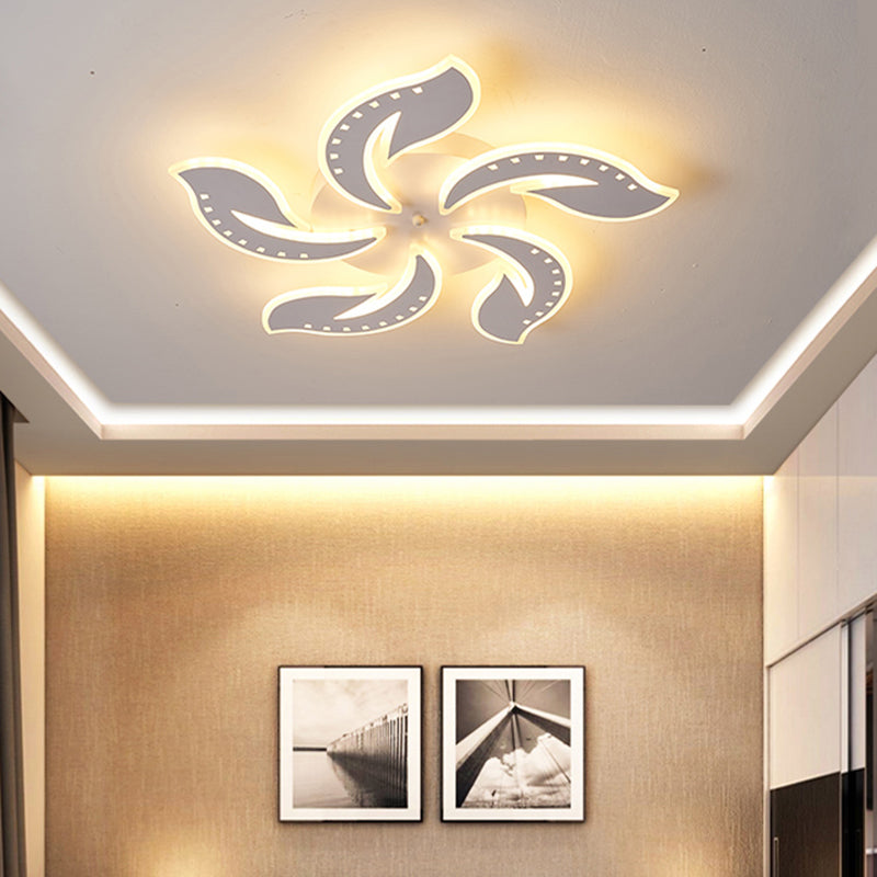 Leaf Shaped Flush Mount Light Fixture Modernism Acrylic White LED Ceiling Lamp for Living Room Clearhalo 'Ceiling Lights' 'Close To Ceiling Lights' 'Close to ceiling' 'Flush mount' Lighting' 2423354