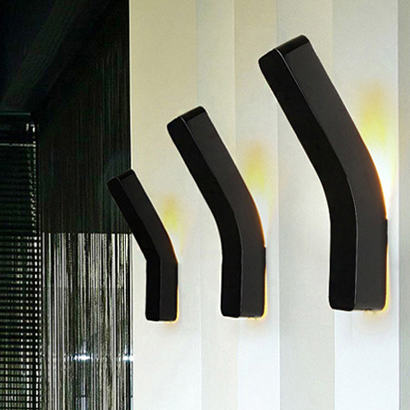 Metallic Bend Wall Mounted Light Simplistic Integrated LED Black/White Wall Lamp in Warm/White Lighting for Corridor Clearhalo 'Cast Iron' 'Glass' 'Industrial' 'Modern wall lights' 'Modern' 'Tiffany' 'Traditional wall lights' 'Wall Lamps & Sconces' 'Wall Lights' Lighting' 242337