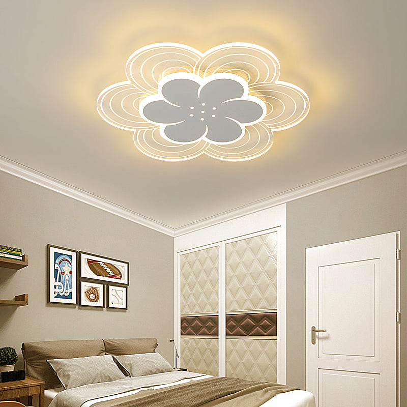 Flower Acrylic Led Flush Mount Simple Style White Ceiling Mount Light Fixture for Bedroom Clearhalo 'Ceiling Lights' 'Close To Ceiling Lights' 'Close to ceiling' 'Flush mount' Lighting' 2423408