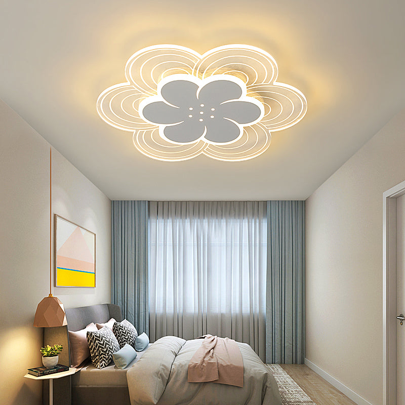 Flower Acrylic Led Flush Mount Simple Style White Ceiling Mount Light Fixture for Bedroom Clearhalo 'Ceiling Lights' 'Close To Ceiling Lights' 'Close to ceiling' 'Flush mount' Lighting' 2423413