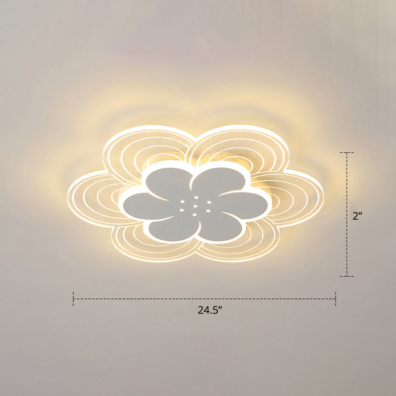 Fleur acrylique LED Flush Mount de style simple de plafond blanc luminaire  pour chambre à coucher - Clearhalo