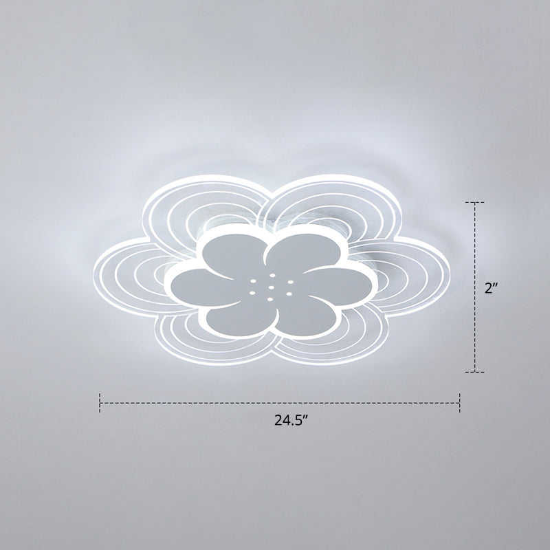 Flower Acrylic Led Flush Mount Simple Style White Ceiling Mount Light Fixture for Bedroom White 24.5" White Clearhalo 'Ceiling Lights' 'Close To Ceiling Lights' 'Close to ceiling' 'Flush mount' Lighting' 2423421