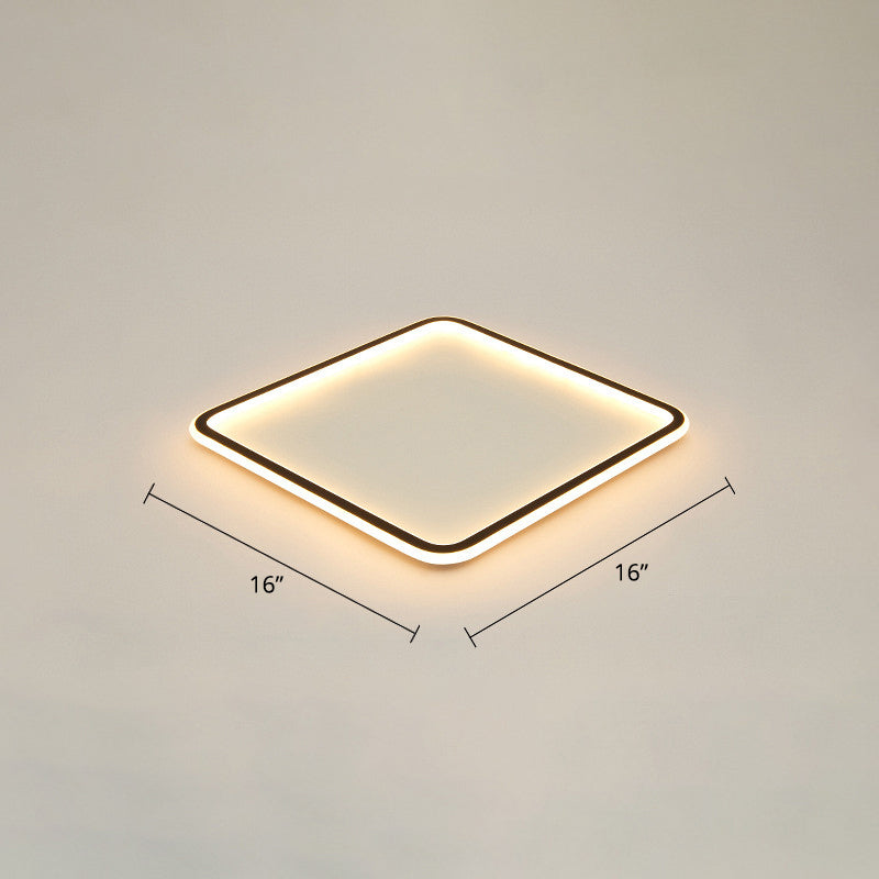 Square Ultrathin LED Flush Mount Lamp Minimalist Metal Bedroom Flush Mount Ceiling Fixture in Black Black 16" Warm Clearhalo 'Ceiling Lights' 'Close To Ceiling Lights' 'Close to ceiling' 'Flush mount' Lighting' 2423433