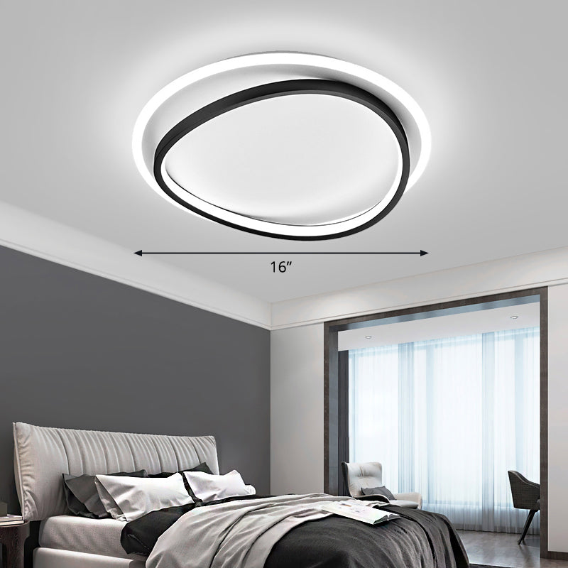 Black Triangle LED Ceiling Lighting Simplicity Metal Flush Mount Lamp for Bedroom Black 16" Clearhalo 'Ceiling Lights' 'Close To Ceiling Lights' 'Close to ceiling' 'Flush mount' Lighting' 2423455