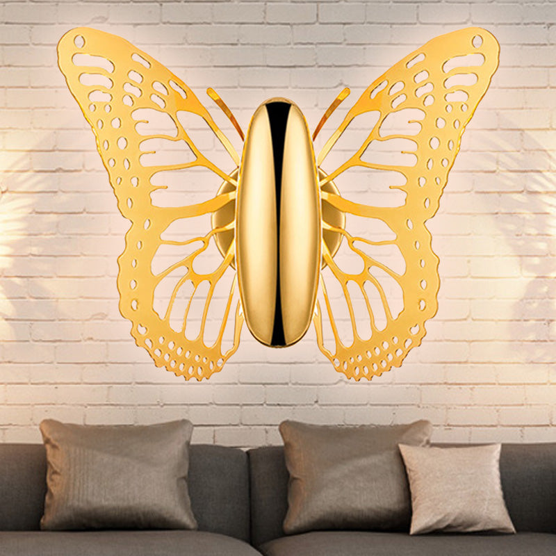 Gold Butterfly Wall Sconce Light Art Deco Metal Single Light Wall Lamp for Kids Room Gold Clearhalo 'Cast Iron' 'Glass' 'Industrial' 'Modern wall lights' 'Modern' 'Tiffany' 'Traditional wall lights' 'Wall Lamps & Sconces' 'Wall Lights' Lighting' 242348