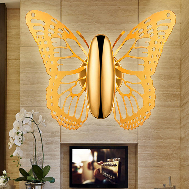 Gold Butterfly Wall Sconce Light Art Deco Metal Single Light Wall Lamp for Kids Room Clearhalo 'Cast Iron' 'Glass' 'Industrial' 'Modern wall lights' 'Modern' 'Tiffany' 'Traditional wall lights' 'Wall Lamps & Sconces' 'Wall Lights' Lighting' 242349