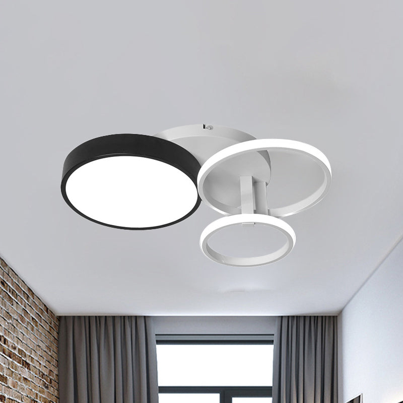 Circular Living Room Ceiling Mounted Light Acrylic 3/5 Lights Modern Stylish Close to Ceiling Light in Black Clearhalo 'Ceiling Lights' 'Close To Ceiling Lights' 'Close to ceiling' 'Flush mount' Lighting' 242350