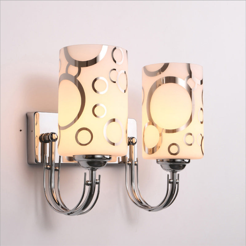 Glass Cylinder Shade Wall Sconce 1/2-Lights Modern Wall Lamp in Chrome Finish for Bedside 2.0 Chrome Clearhalo 'Cast Iron' 'Glass' 'Industrial' 'Modern wall lights' 'Modern' 'Tiffany' 'Traditional wall lights' 'Wall Lamps & Sconces' 'Wall Lights' Lighting' 242353