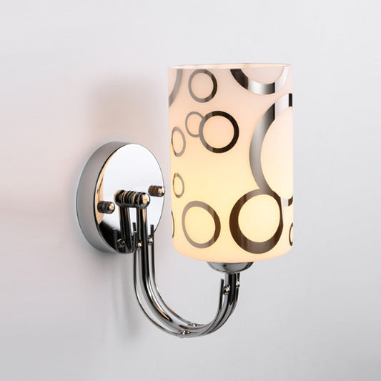 Glass Cylinder Shade Wall Sconce 1/2-Lights Modern Wall Lamp in Chrome Finish for Bedside 1.0 Chrome Clearhalo 'Cast Iron' 'Glass' 'Industrial' 'Modern wall lights' 'Modern' 'Tiffany' 'Traditional wall lights' 'Wall Lamps & Sconces' 'Wall Lights' Lighting' 242355