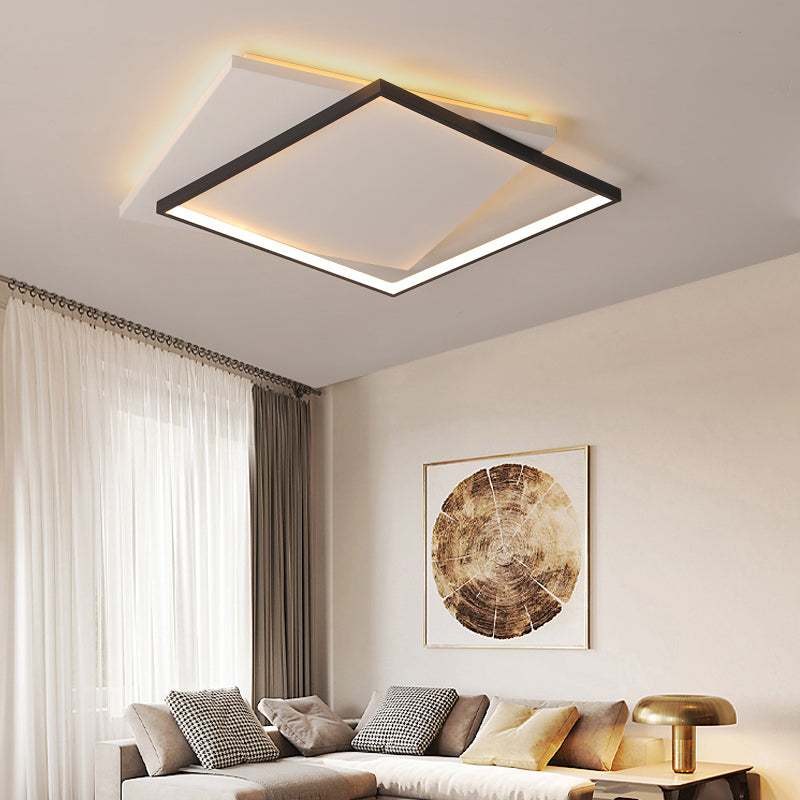 Simplicity Square Ceiling Mount Lighting Acrylic Living Room LED Flush Mount in White-Black Clearhalo 'Ceiling Lights' 'Close To Ceiling Lights' 'Close to ceiling' Lighting' 2423636