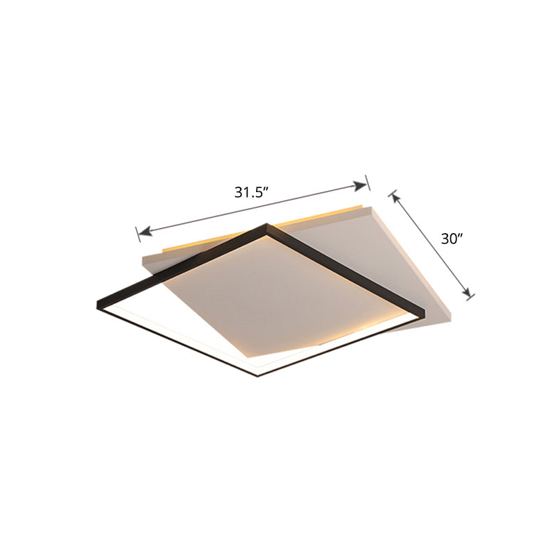 Simplicity Square Ceiling Mount Lighting Acrylic Living Room LED Flush Mount in White-Black White 31.5" Clearhalo 'Ceiling Lights' 'Close To Ceiling Lights' 'Close to ceiling' Lighting' 2423637