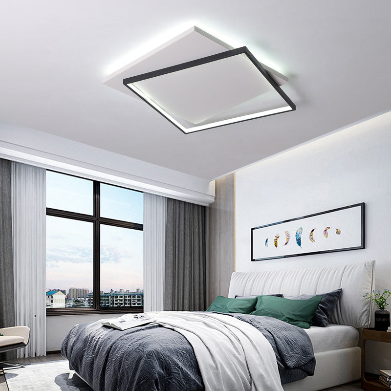 Simplicity Square Ceiling Mount Lighting Acrylic Living Room LED Flush Mount in White-Black Clearhalo 'Ceiling Lights' 'Close To Ceiling Lights' 'Close to ceiling' Lighting' 2423638