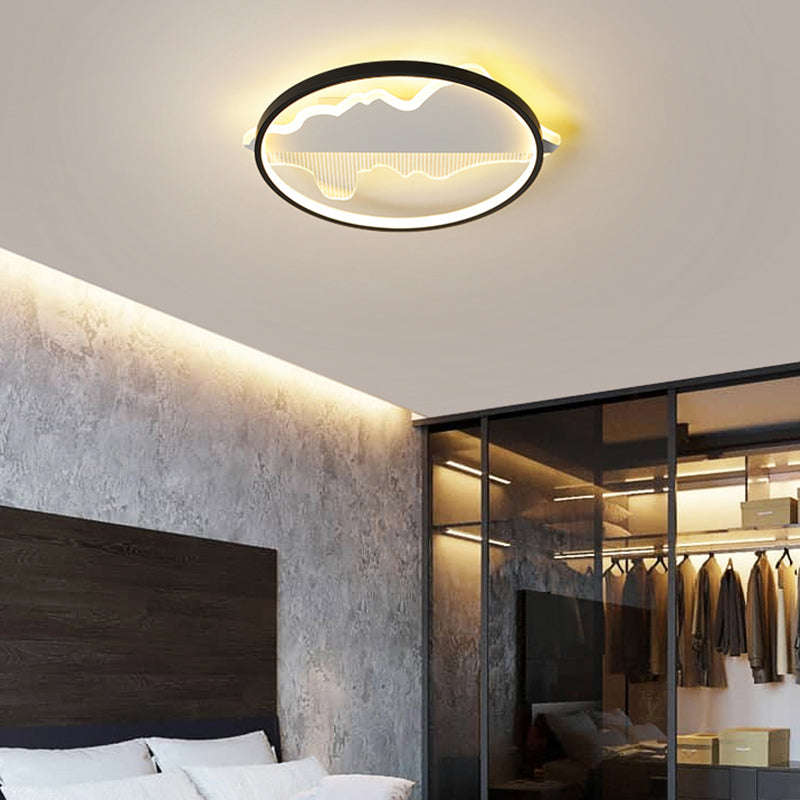 Minimalist Loop Shaped Ceiling Flush Light Modern Black Finish LED Flushmount for Bedroom Black Natural Clearhalo 'Ceiling Lights' 'Close To Ceiling Lights' 'Close to ceiling' 'Flush mount' Lighting' 2423643