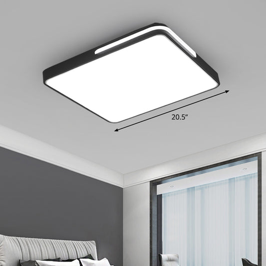 Nordic Square Flush Mount Lighting Acrylic LED Bedroom Flushmount Ceiling Lamp in Black Black 20.5" Clearhalo 'Ceiling Lights' 'Close To Ceiling Lights' 'Close to ceiling' 'Flush mount' Lighting' 2423744