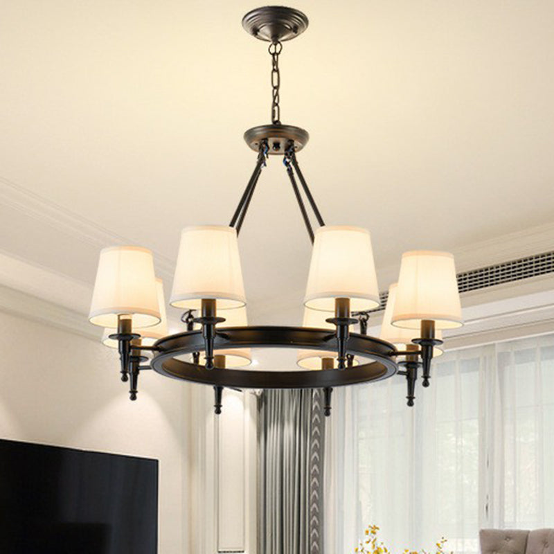 Tapered Ceiling Suspension Lamp Simplicity Fabric Chandelier Lighting for Living Room Clearhalo 'Ceiling Lights' 'Chandeliers' Lighting' options 2423783