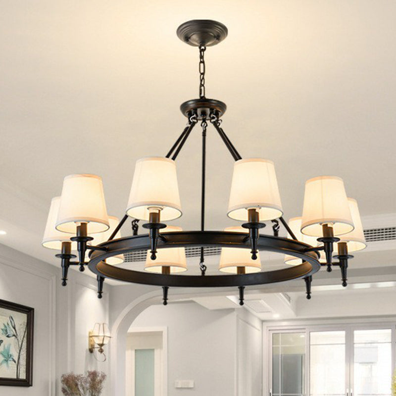 Tapered Ceiling Suspension Lamp Simplicity Fabric Chandelier Lighting for Living Room Clearhalo 'Ceiling Lights' 'Chandeliers' Lighting' options 2423784