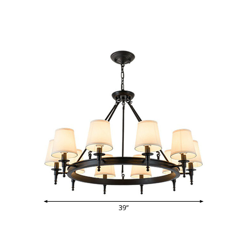 Tapered Ceiling Suspension Lamp Simplicity Fabric Chandelier Lighting for Living Room Clearhalo 'Ceiling Lights' 'Chandeliers' Lighting' options 2423788