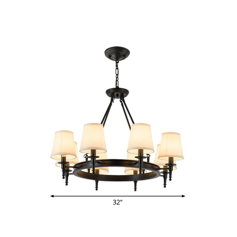 Tapered Ceiling Suspension Lamp Simplicity Fabric Chandelier Lighting for Living Room Clearhalo 'Ceiling Lights' 'Chandeliers' Lighting' options 2423789