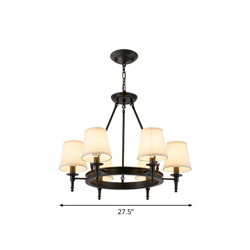 Tapered Ceiling Suspension Lamp Simplicity Fabric Chandelier Lighting for Living Room 6 Black Clearhalo 'Ceiling Lights' 'Chandeliers' Lighting' options 2423790_d8a1b260-ca9d-4c91-ad62-6082982e6808