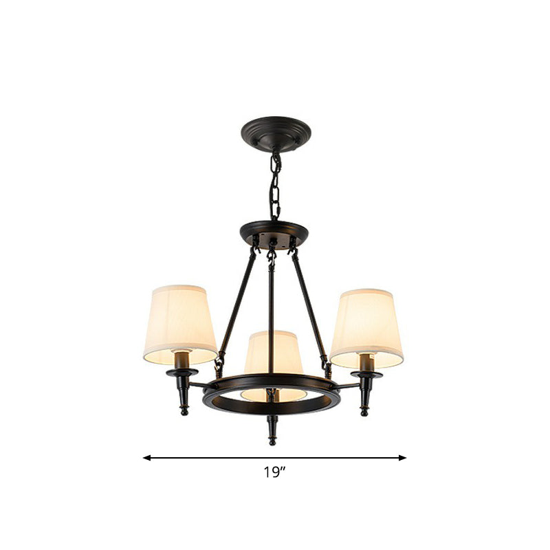 Tapered Ceiling Suspension Lamp Simplicity Fabric Chandelier Lighting for Living Room 3 Black Clearhalo 'Ceiling Lights' 'Chandeliers' Lighting' options 2423791_c8a75c5b-8d08-4eb9-8725-0b3e80f0afb6