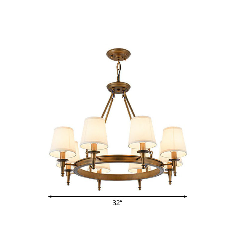 Tapered Ceiling Suspension Lamp Simplicity Fabric Chandelier Lighting for Living Room 8 Bronze Clearhalo 'Ceiling Lights' 'Chandeliers' Lighting' options 2423792_af08b301-30c6-469f-ad79-e352a891bb9c