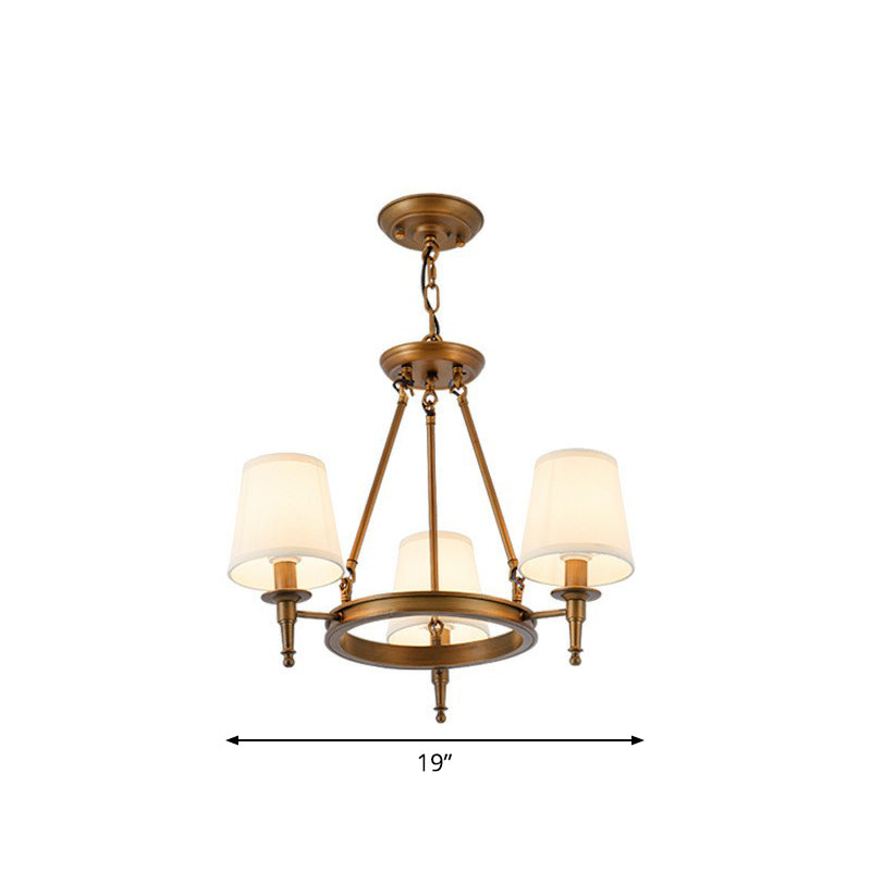 Tapered Ceiling Suspension Lamp Simplicity Fabric Chandelier Lighting for Living Room 3 Bronze Clearhalo 'Ceiling Lights' 'Chandeliers' Lighting' options 2423794_73dd6773-72cf-4d09-8840-aa37e50a0109