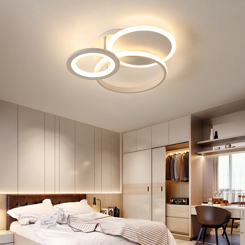 White Halo Ring Shaped Flush Mount Minimalistic LED Acrylic Ceiling Light for Bedroom Clearhalo 'Ceiling Lights' 'Close To Ceiling Lights' 'Close to ceiling' Lighting' 2423946