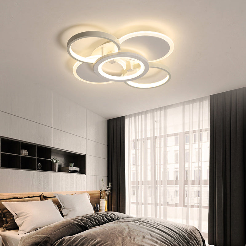 White Halo Ring Shaped Flush Mount Minimalistic LED Acrylic Ceiling Light for Bedroom Clearhalo 'Ceiling Lights' 'Close To Ceiling Lights' 'Close to ceiling' Lighting' 2423952