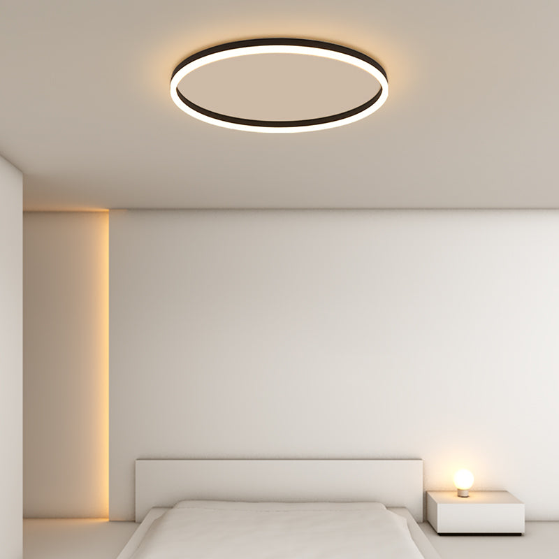 Simplicity Loop Shaped Ultrathin Ceiling Lamp Aluminum Corridor LED Flush Mount Fixture in Black Clearhalo 'Ceiling Lights' 'Close To Ceiling Lights' 'Close to ceiling' 'Flush mount' Lighting' 2423971